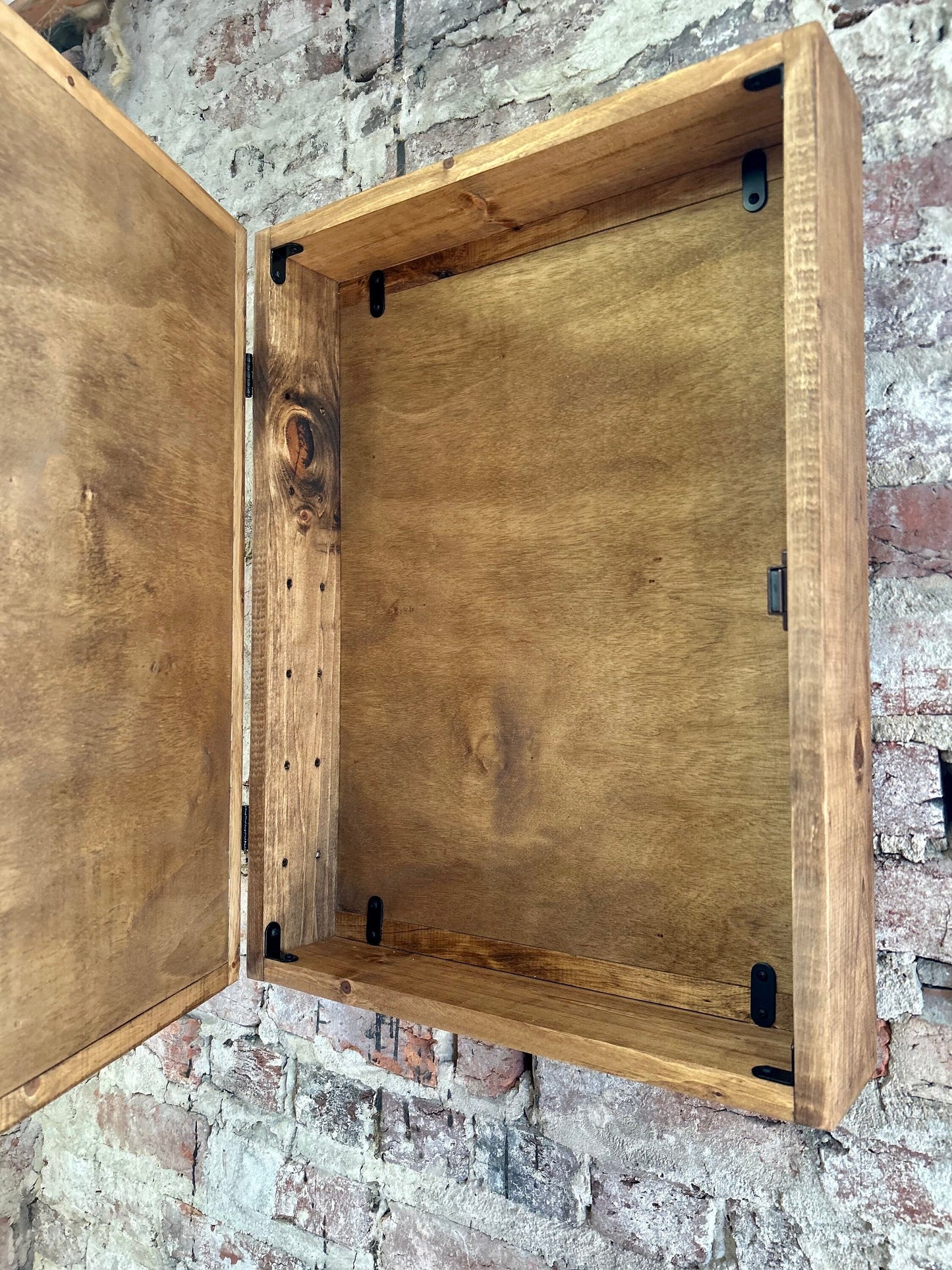Rustic Bathroom Cabinet - (Single Door) Orange  w/ Trees Mountain Art-Bathroom Cabinet-Medicine Cabinet-Liquor Cabinet - Rustic Cabinet