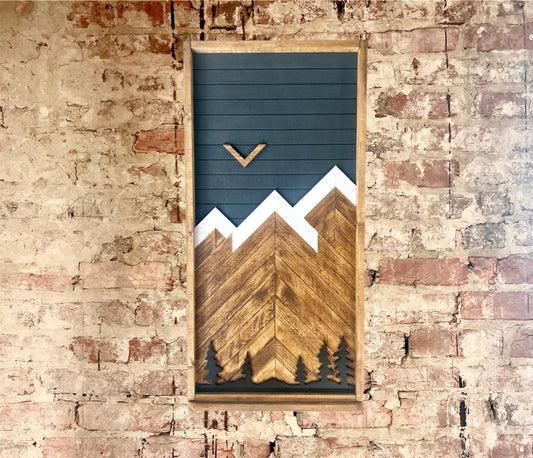 Rustic Electrical Panel Cover - Carbon Gray Mountain with trees - Custom Sizes Available -Breaker Box Panel Cover - Wall Decor - Modern art