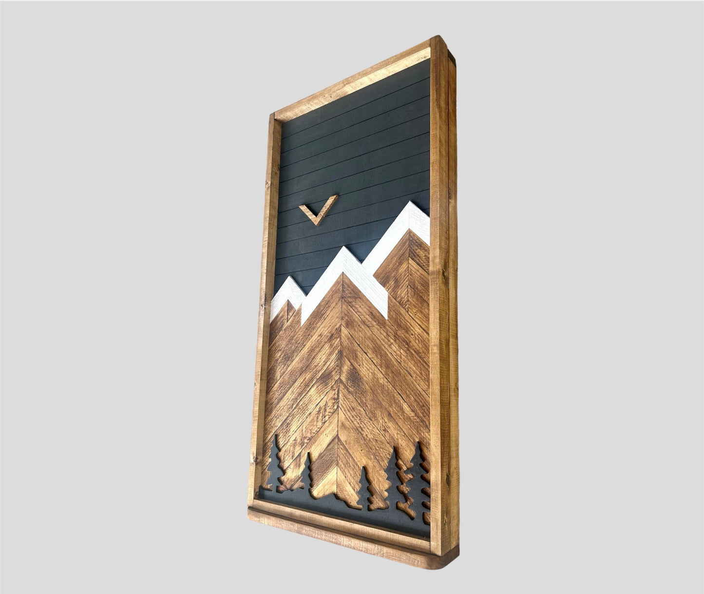 Rustic Electrical Panel Cover - Carbon Gray Mountain with trees - Custom Sizes Available -Breaker Box Panel Cover - Wall Decor - Modern art