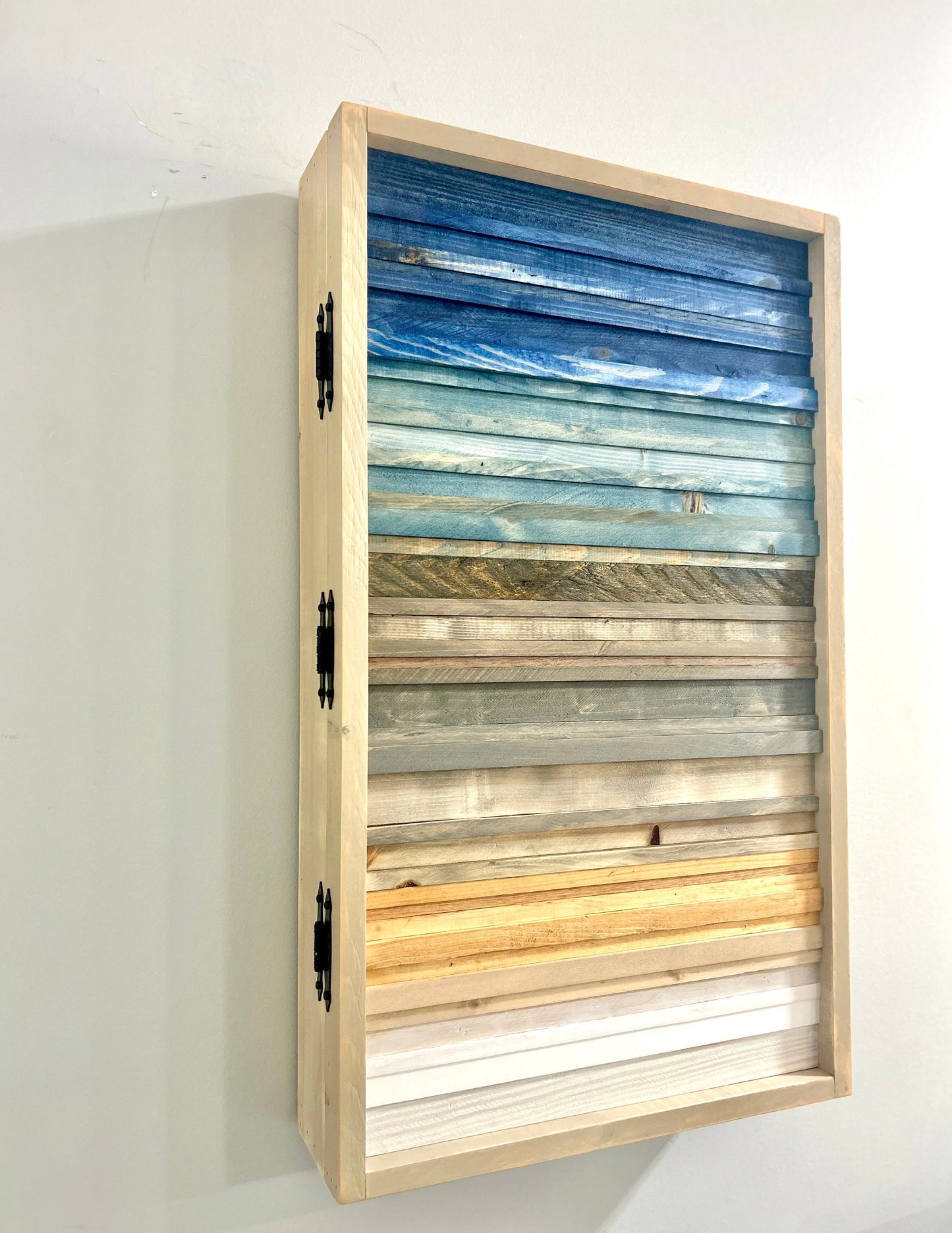 Rustic Cabinet (Single Door) - Multiple Sizes - Navy Coastal- Beige trim -Bathroom Cabinet-Medicine Cabinet-Liquor Cabinet - Rustic Cabinet