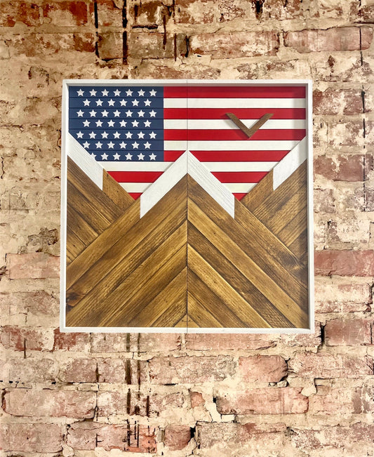 Rustic OUTDOOR Dartboard Cabinet 24”x24” - Rustic USA FLAG- American flag - Design- Rustic Cabinet - Gameroom Art - Wall Decor - Rustic art