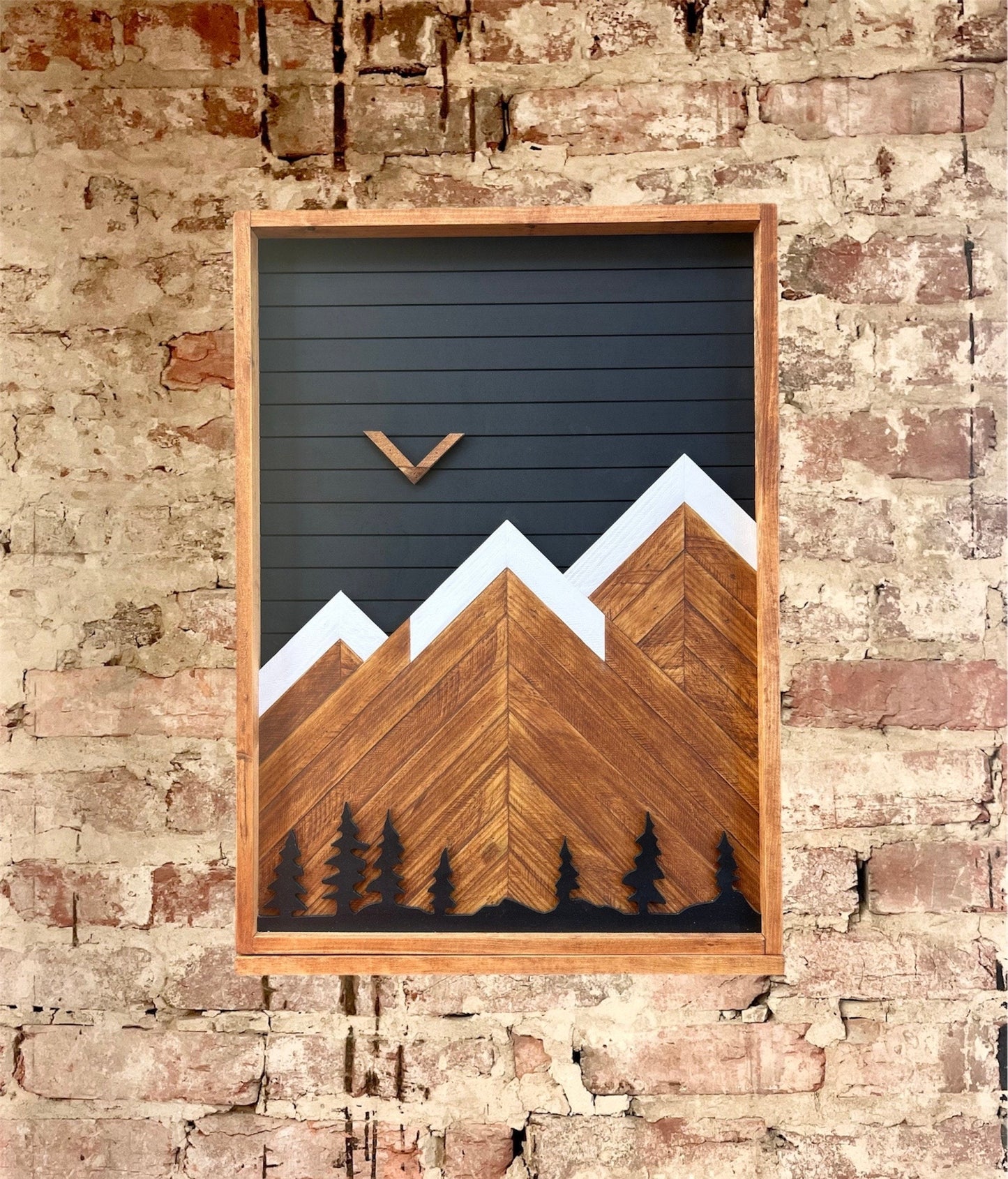 Electronic Dartboard Cabinet - Black Night sky w/ Mountains & trees-  Rustic Cabinet - Custom sizes - Game Room / Man Cave Art - Home Decor