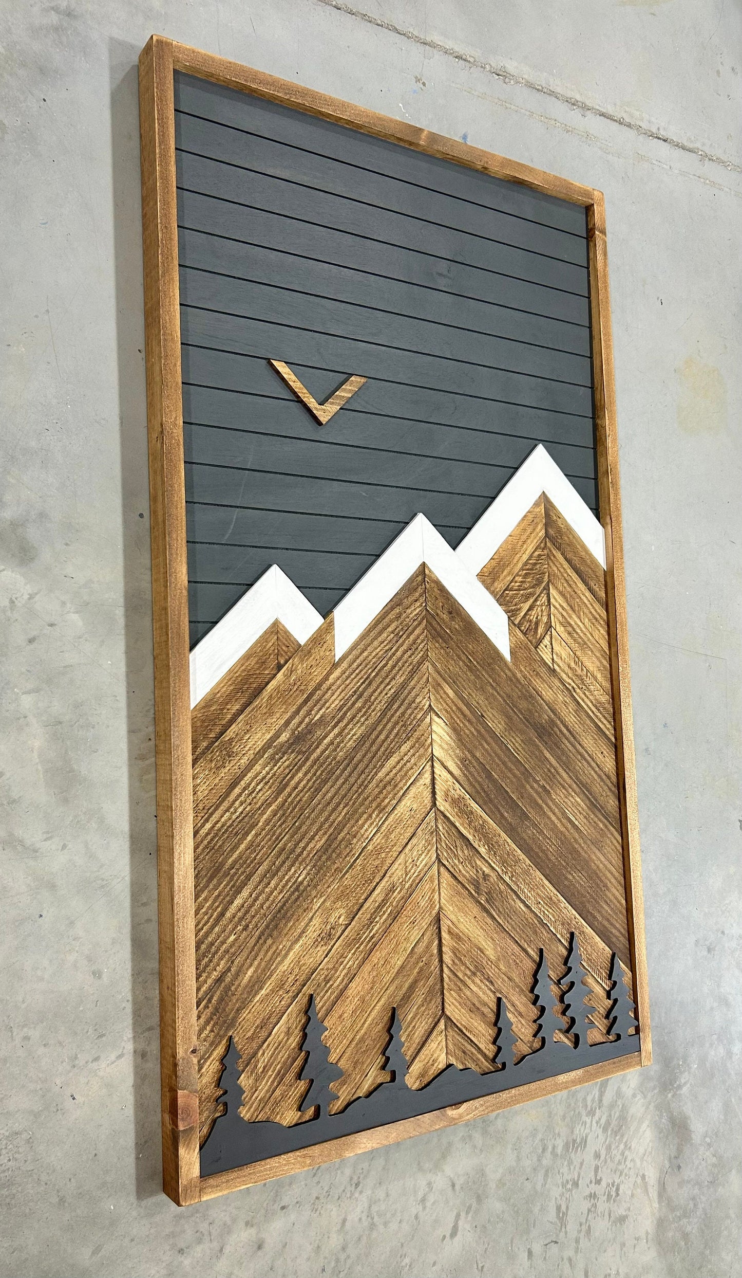 Rustic Electrical Panel Cover (NO Hinges)  - Carbon Gray Mountain with trees -  -Breaker Box Panel Cover - Wall Decor - Modern art