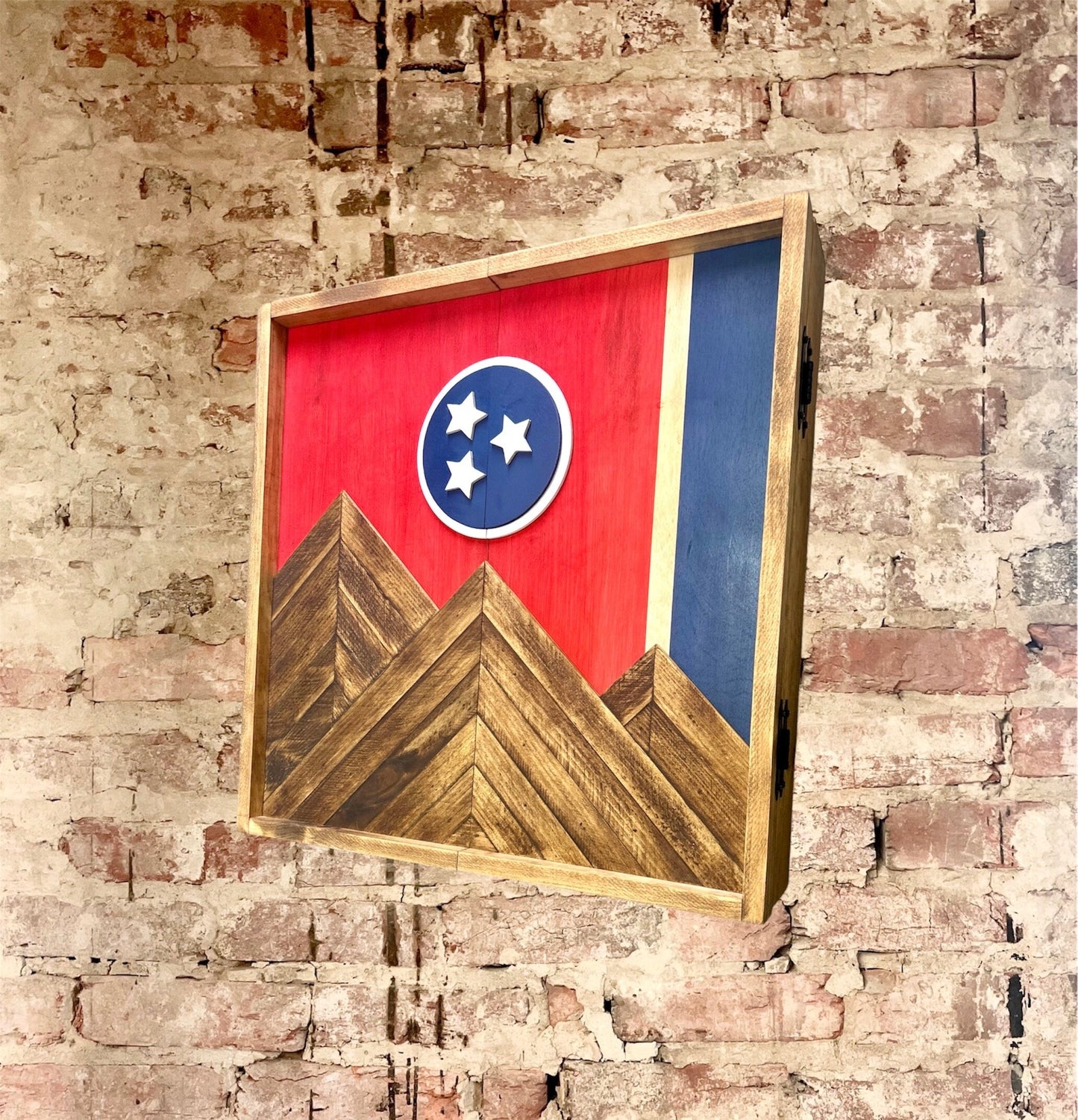 Rustic Dartboard Cabinet - Rustic Tennessee Flag - Rustic Cabinet - 24”x24” - Game Room / Man Cave Art - Wall Decor