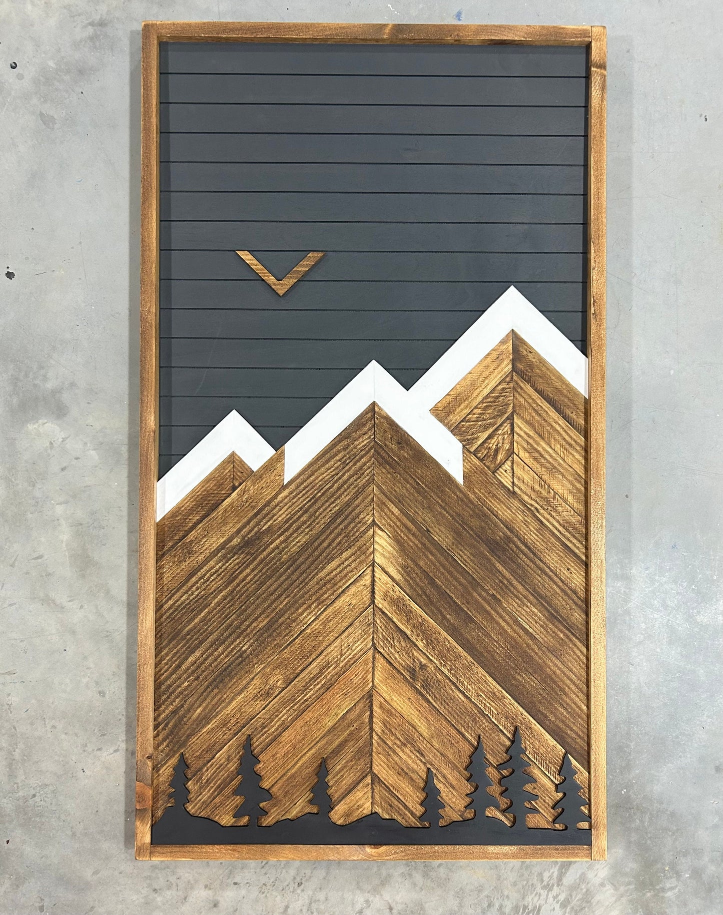 Rustic Electrical Panel Cover (NO Hinges)  - Carbon Gray Mountain with trees -  -Breaker Box Panel Cover - Wall Decor - Modern art