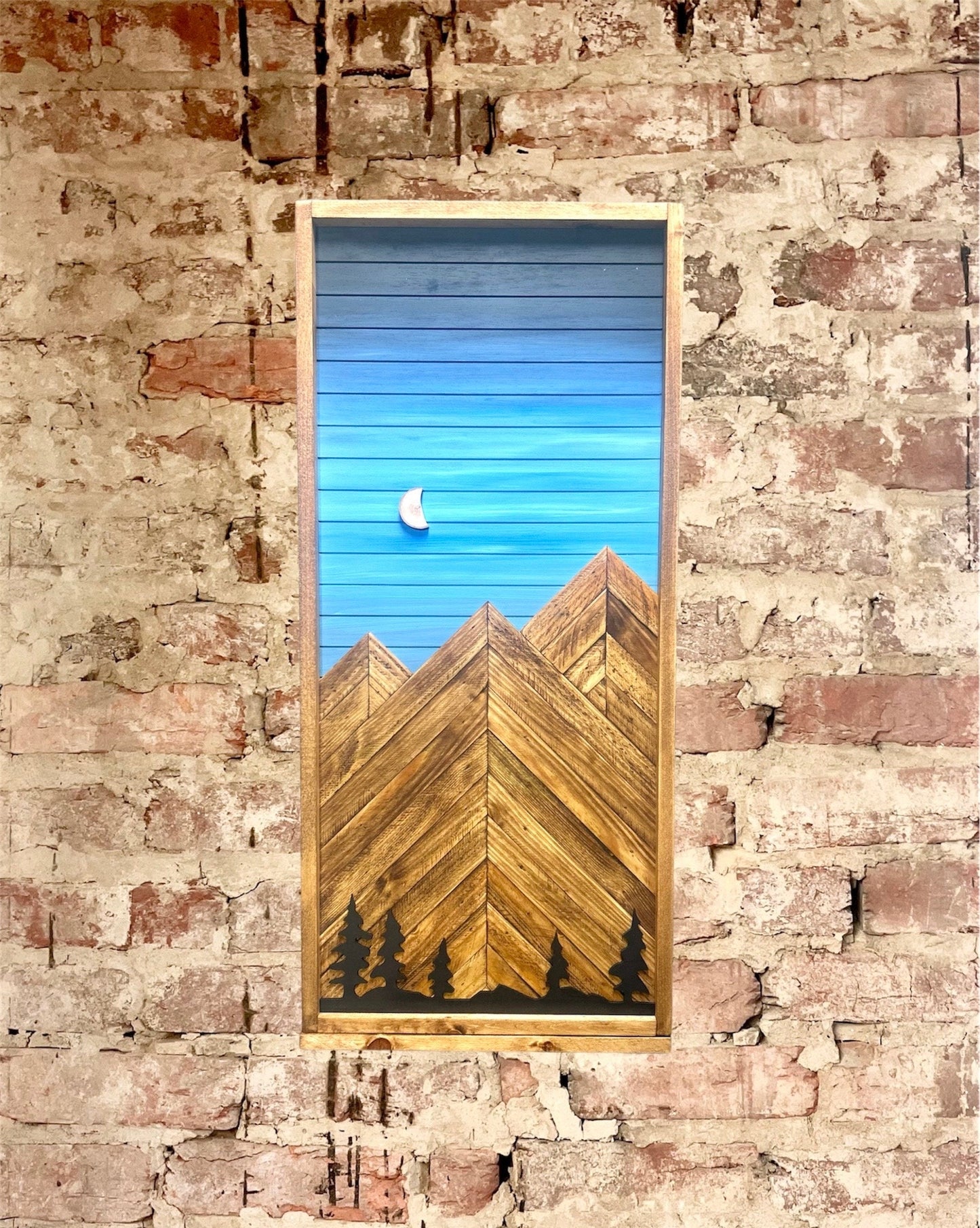 Rustic Electrical Panel Cover - Blueshade sky Mountains with trees - Custom Sizes Available - Breaker Box Panel Cover - Wall Decor