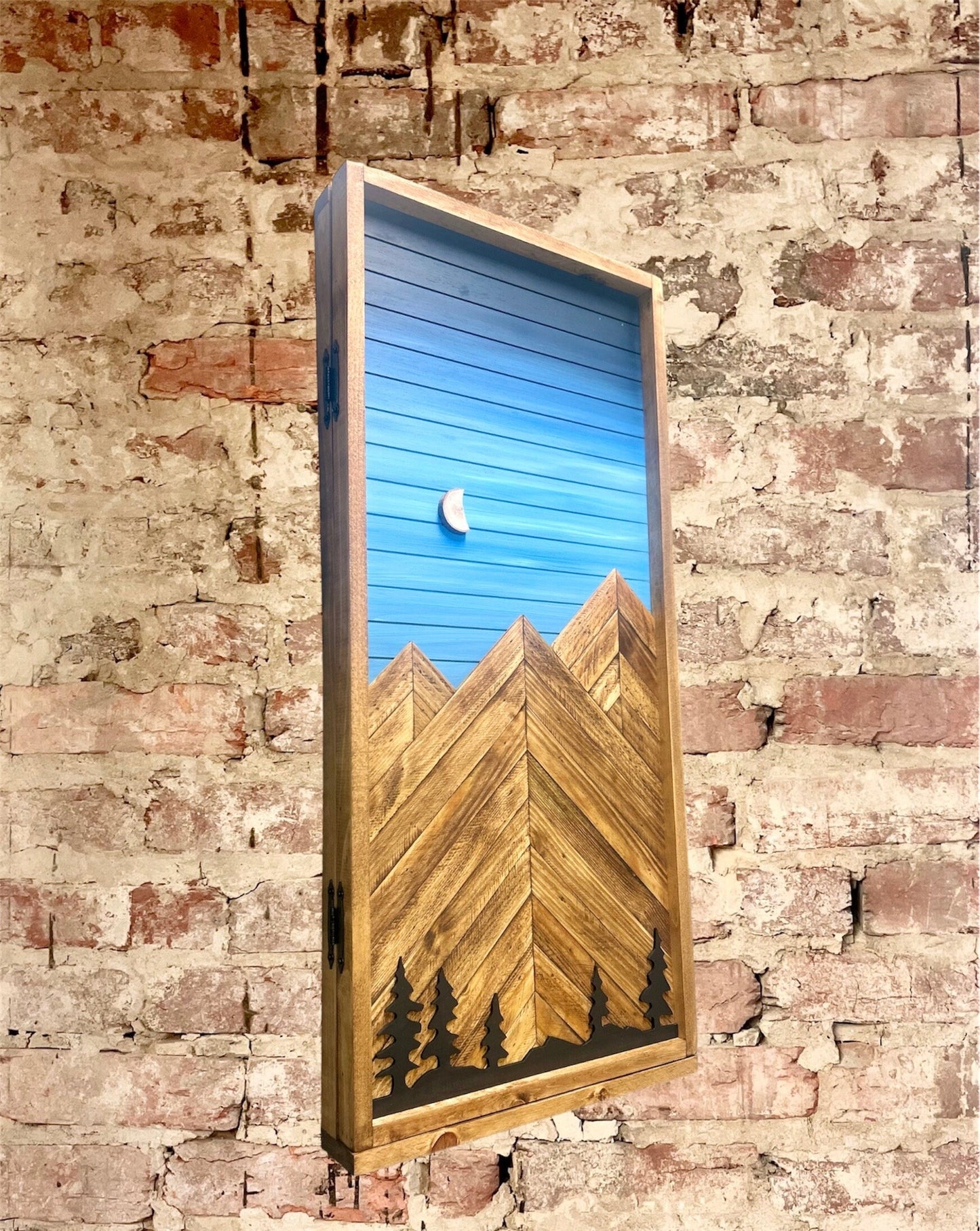 Rustic Electrical Panel Cover - Blueshade sky Mountains with trees - Custom Sizes Available - Breaker Box Panel Cover - Wall Decor