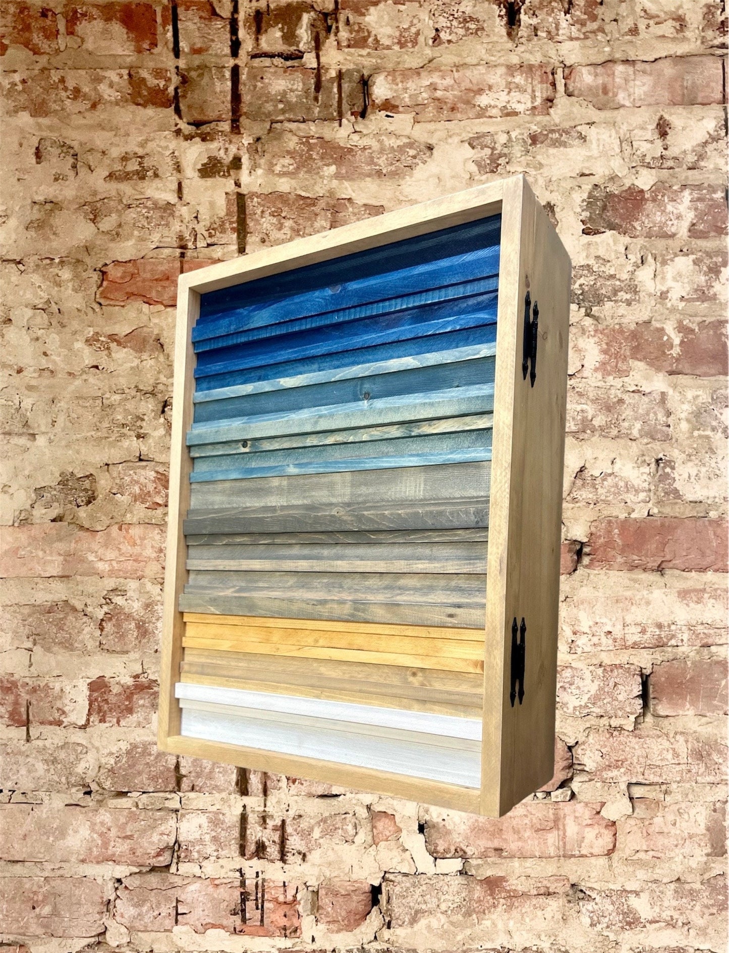 Rustic Cabinet (Single Door) - Multiple Sizes - Navy Coastal- Beige trim -Bathroom Cabinet-Medicine Cabinet-Liquor Cabinet - Rustic Cabinet