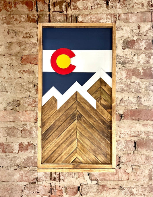 Rustic Electrical Panel Cover - Colorado Flag with Mountains - Custom Sizes Available -Breaker Box Panel Cover - Wall Decor - Modern art