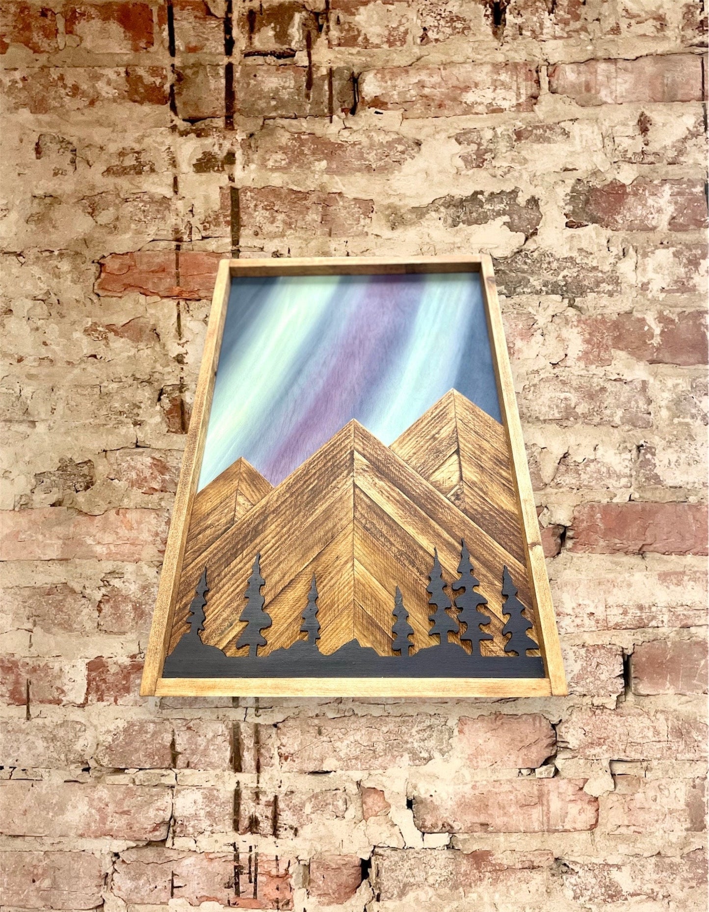 Rustic Cabinet(Single Door)-Multiple Sizes- Northern Lights w/Trees Mountain Art-Bathroom Cabinet-Medicine Cabinet-Cabinet -Rustic Cabinet
