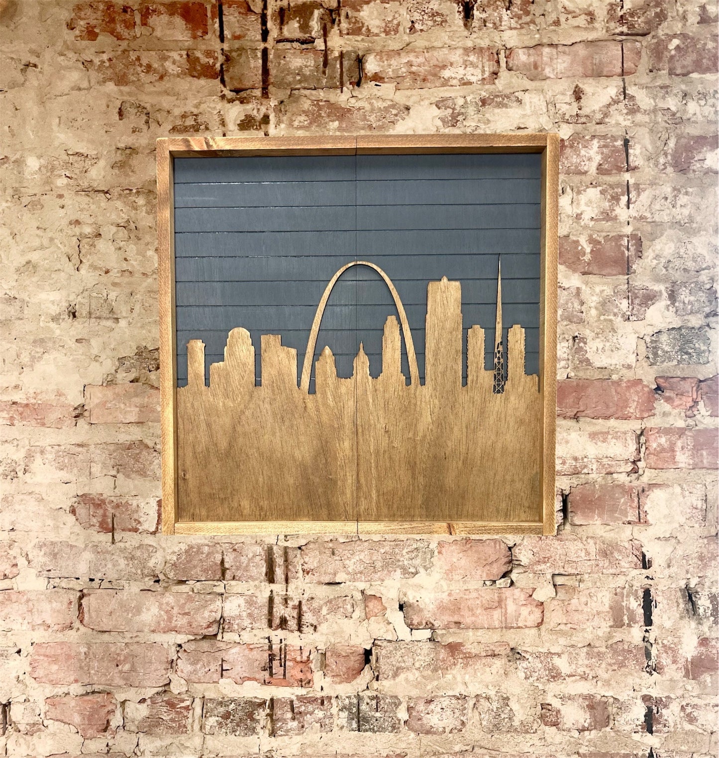 Rustic Dartboard Cabinet - Rustic City Skyline Art  24”x24” - Carbon Sky- Rustic Cabinet - Game Room / Man Cave Art - Wall Decor - Cabinet