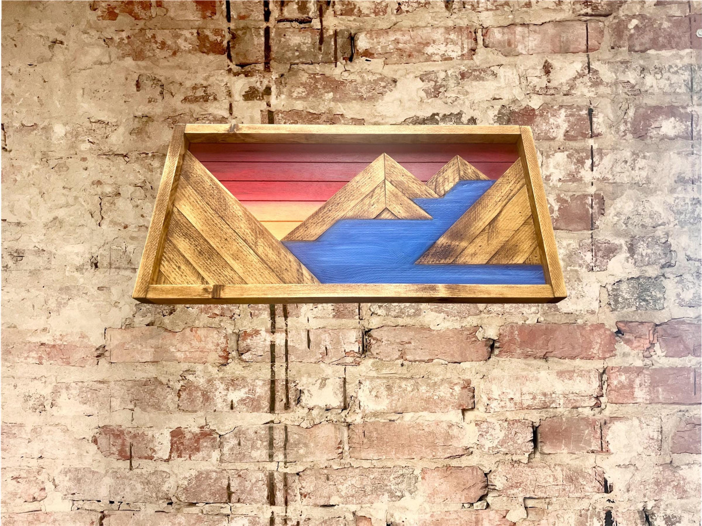 Rustic Dark Blue Water & Sunset - Rustic Mountain Art-Wall Decor - Rustic Lake Decor - Rustic Mountain Decor- Rustic River Decor