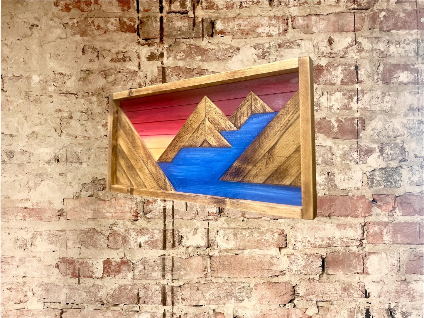 Rustic Dark Blue Water & Sunset - Rustic Mountain Art-Wall Decor - Rustic Lake Decor - Rustic Mountain Decor- Rustic River Decor
