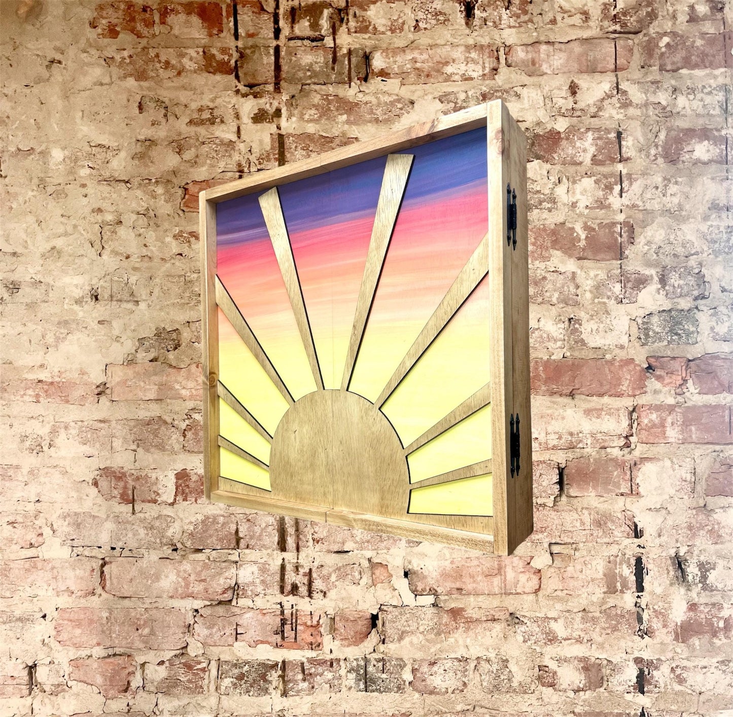 Rustic Art Cabinet - Rustic Sun Art  24”x24” - Sun Artwork - Rustic Cabinet - Liquor Cabinet- Bathroom cabinet  - Home Decor - Cabinet