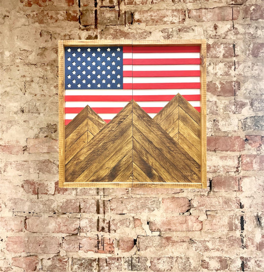 Rustic Dartboard Cabinet - Rustic American Flag - Rustic Cabinet - 24”x24” - Game Room / Man Cave Art - Wall Decor