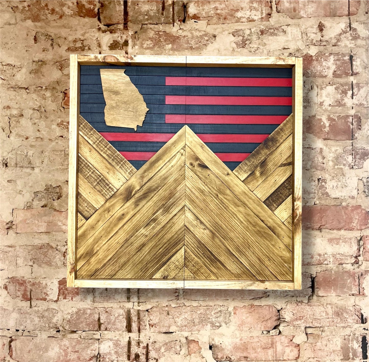 Rustic Dartboard Cabinet - Rustic College Flag - Rustic Cabinet - Georgia -  Alabama 24”x24” - Game Room / Man Cave Art - Home/ Wall Décor