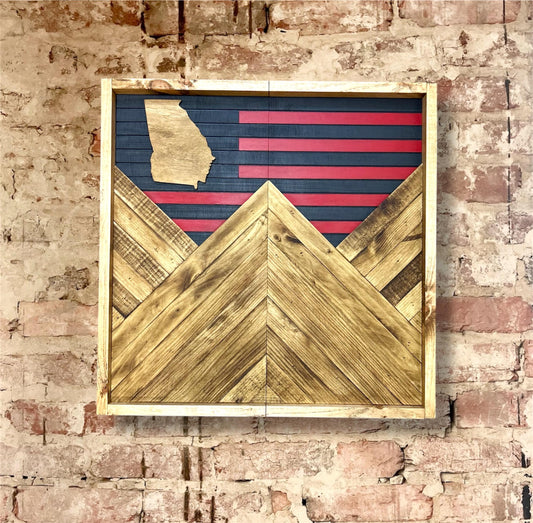 Rustic Dartboard Cabinet - Rustic College Flag - Rustic Cabinet - Georgia -  Alabama 24”x24” - Game Room / Man Cave Art - Home/ Wall Décor