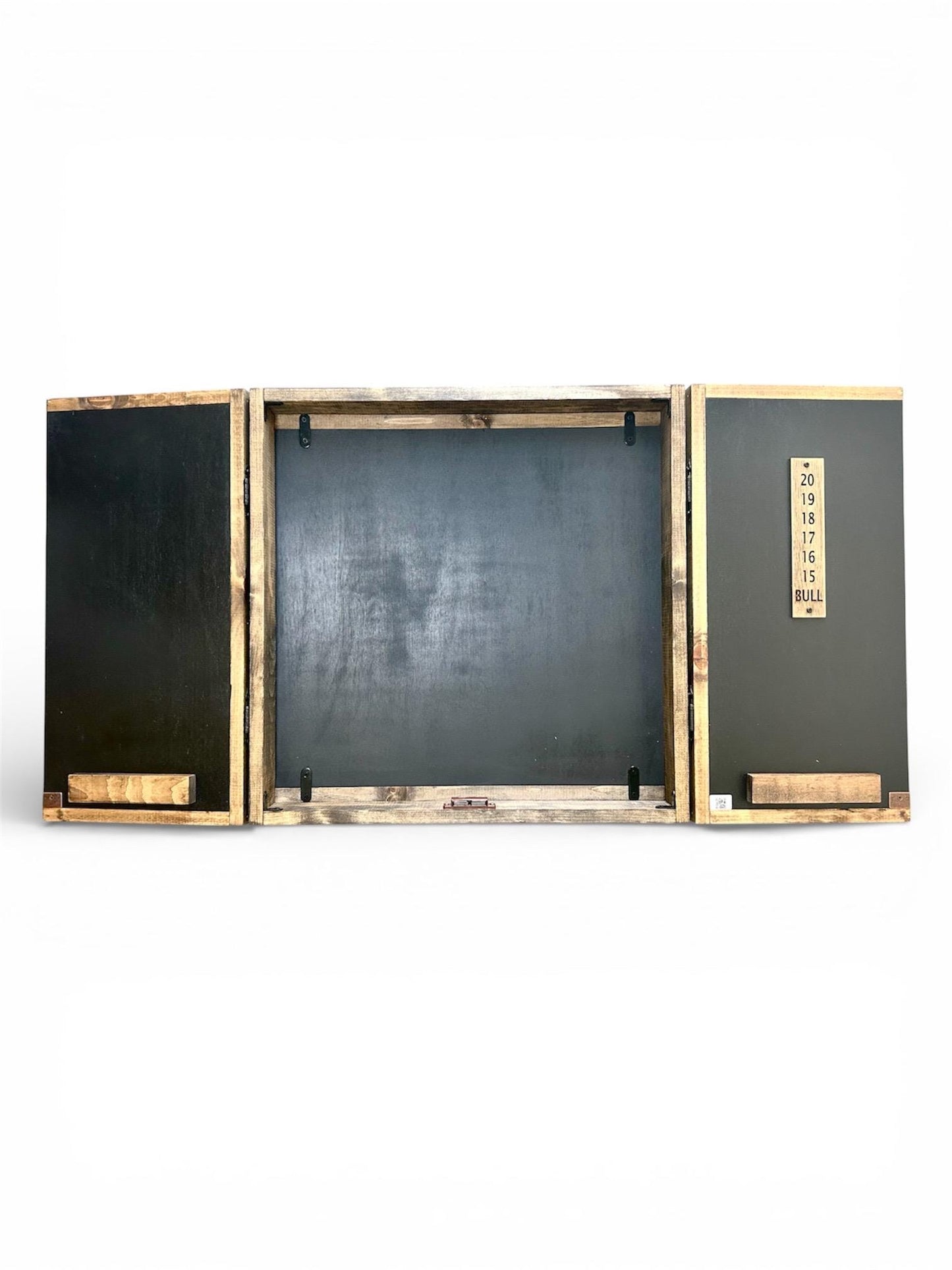 Rustic Carbon Gray Electronic Dartboard Cabinet - Rustic Carbon Gray Mountain Art  33”x26” - -Rustic Cabinet - Game Room / Man Cave Art