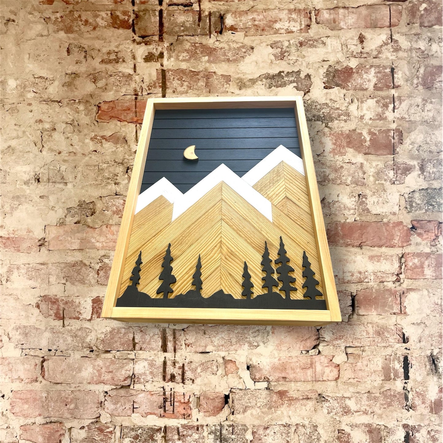 Rustic Cabinet (Single Door) - Multiple Sizes - Black w/ Trees Mountain Art-Bathroom Cabinet-Medicine Cabinet-Liquor Cabinet -Rustic Cabinet