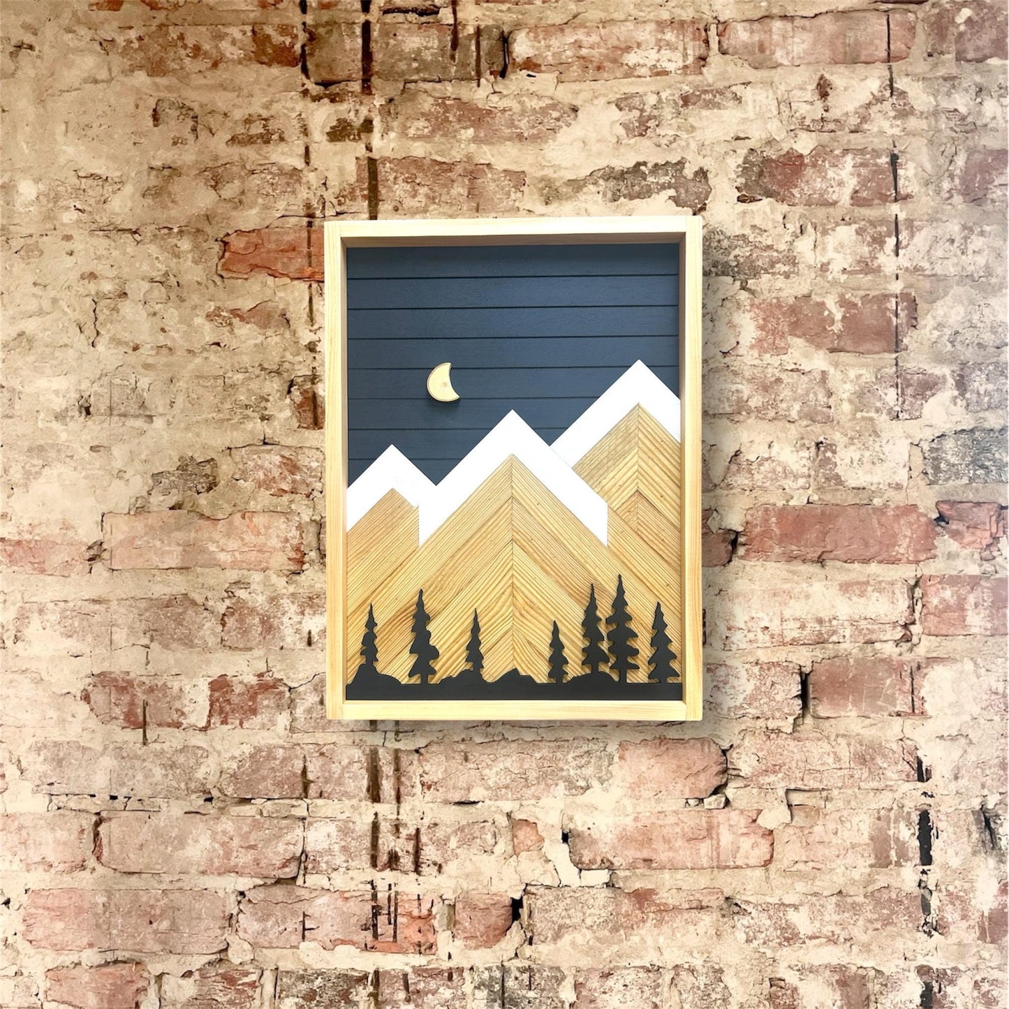 Rustic Cabinet (Single Door) - Multiple Sizes - Black w/ Trees Mountain Art-Bathroom Cabinet-Medicine Cabinet-Liquor Cabinet -Rustic Cabinet