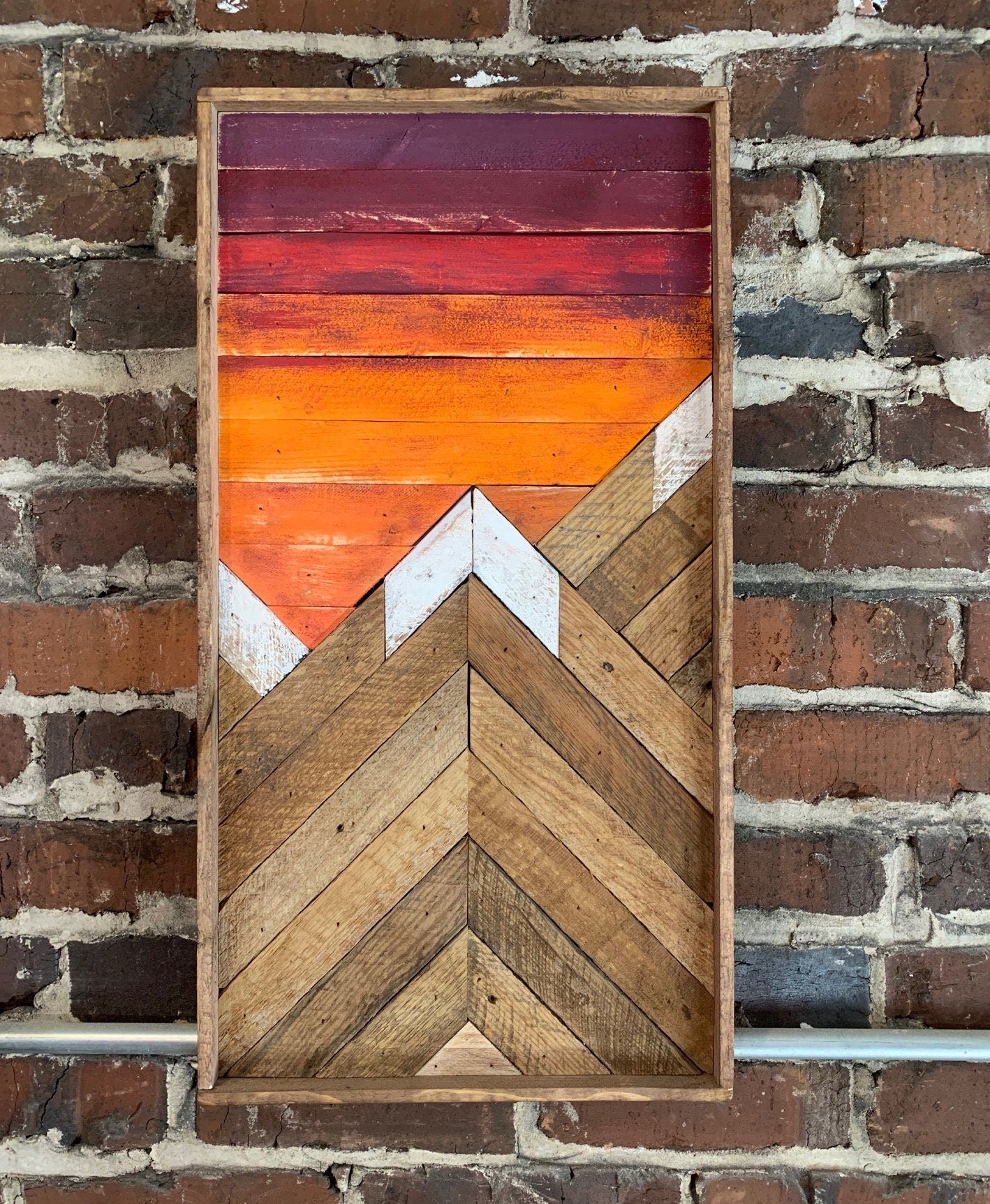 Orange Sunset  Portrait - 24" x 12"  - Rustic Mountain Art