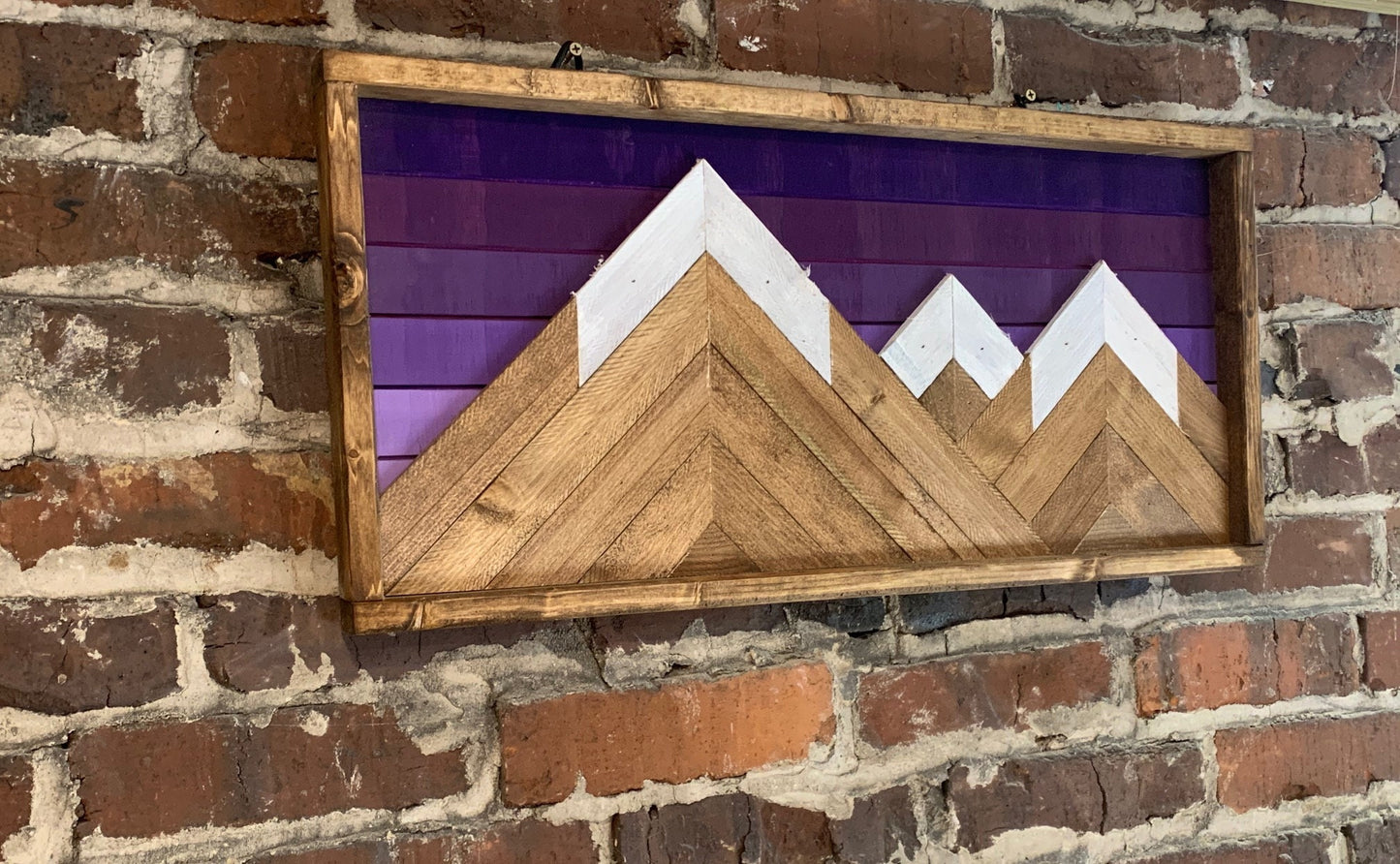 Rustic Purple shade Mountain Art - 12"X 24"- Mountain Wood Wall Decor- Rustic Wall Art- Mountain Wall Art- Rustic Decor