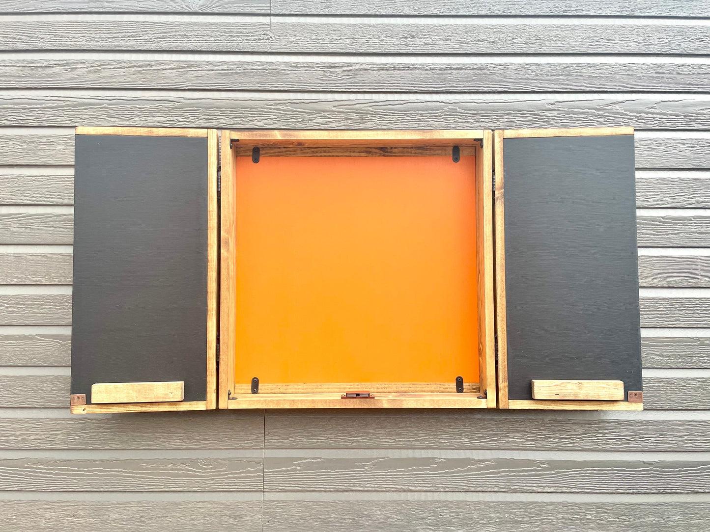Rustic Dartboard Cabinet - Rustic Orange Mountain Art  24”x24” - Rustic Cabinet - Game Room / Man Cave Art - Wall Decor - Cabinet