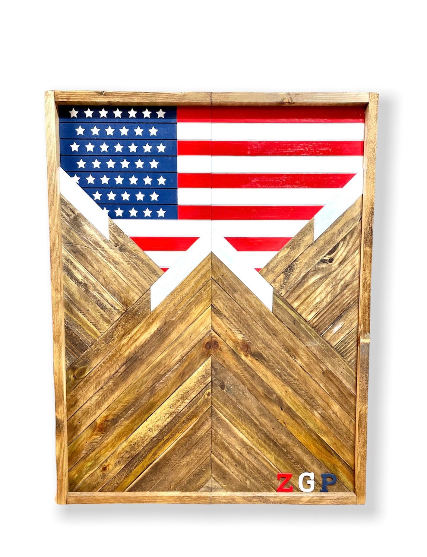 Rustic Electronic Dartboard Cabinet - American-Flag- USA Flag - Rustic Cabinet - 33” x 26” - Game Room / Man Cave Art - Wall Decor