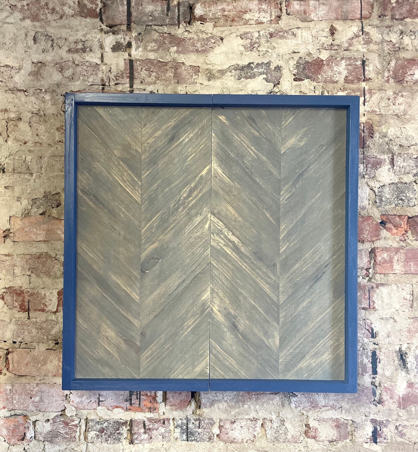 Rustic Dartboard Cabinet 24”x24” - Gray Chevron Design- Rustic Cabinet - Gameroom Art - Wall Decor - Modern art - Modern dartboard cabinet