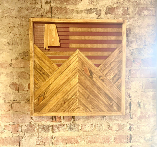 Rustic Dartboard Cabinet - Rustic Alabama Crimson Tide Flag - Rustic Cabinet - 24”x24” - Game Room / Man Cave Art - Home/ Wall Décor